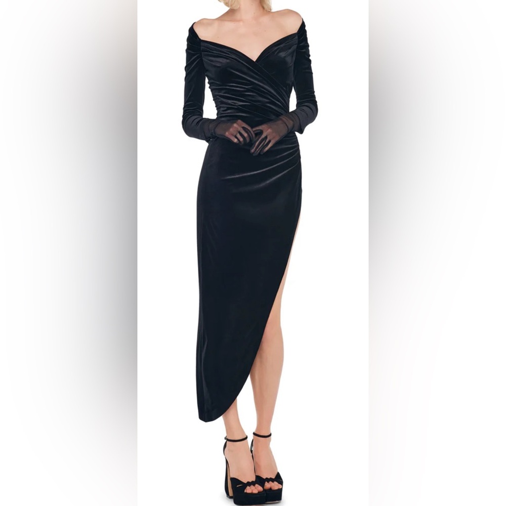 NWT NORMA KAMALI LONG SLEEVE SWEETHEART SIDE DRAPE GOWN SIZE XL